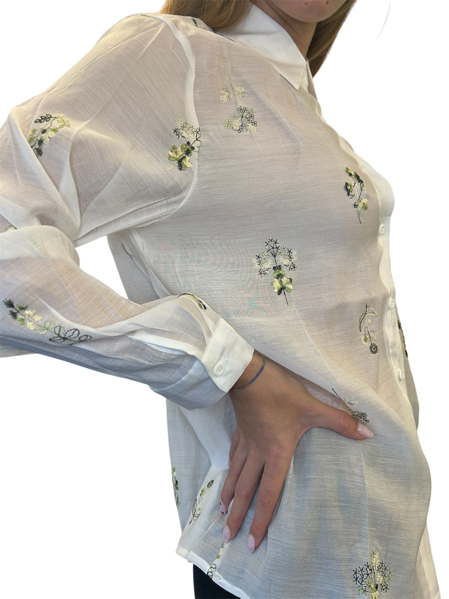 Camicia Trasparente con Fiori