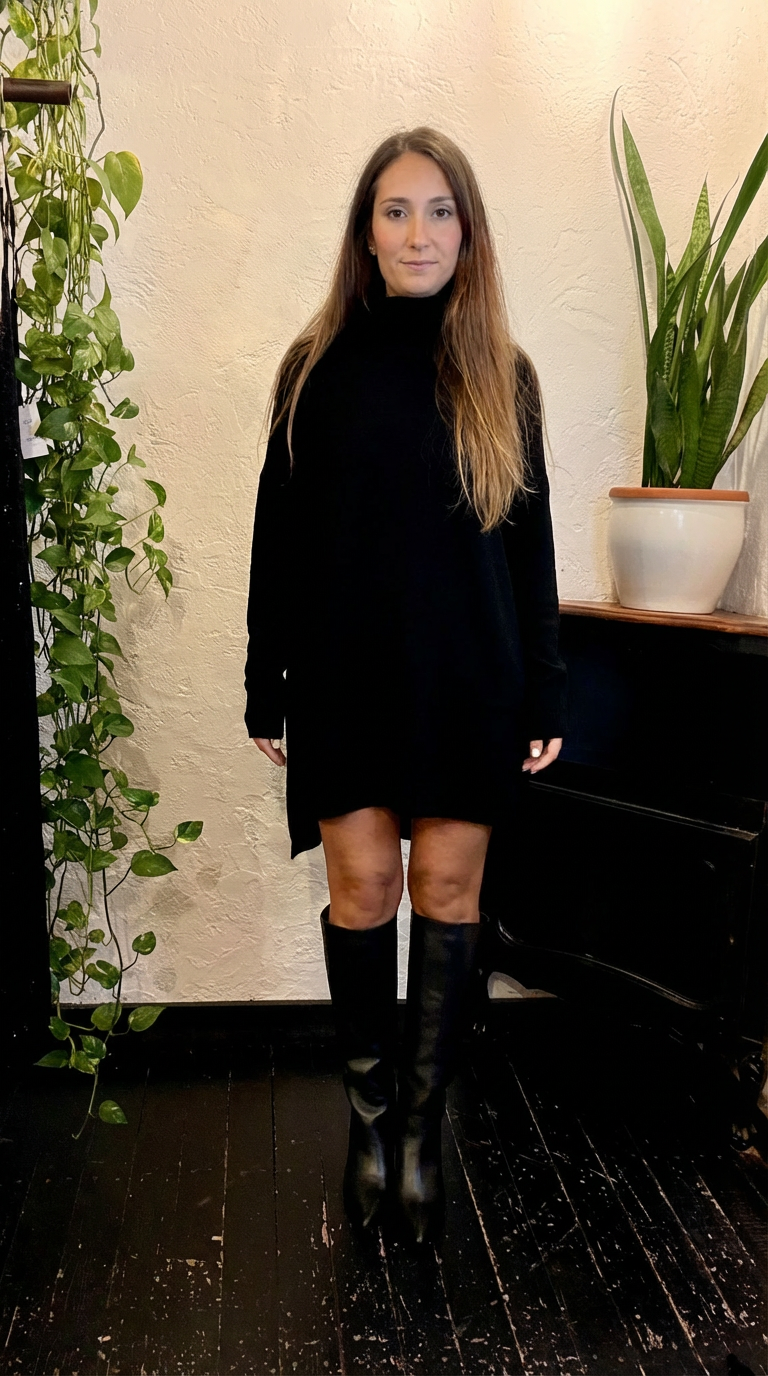 Vestito collo alto in maglia