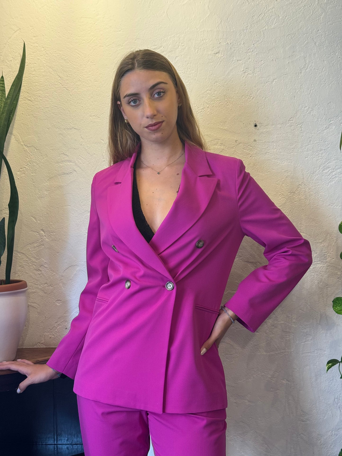 Dixie - completo giacca e pantalone fuxia