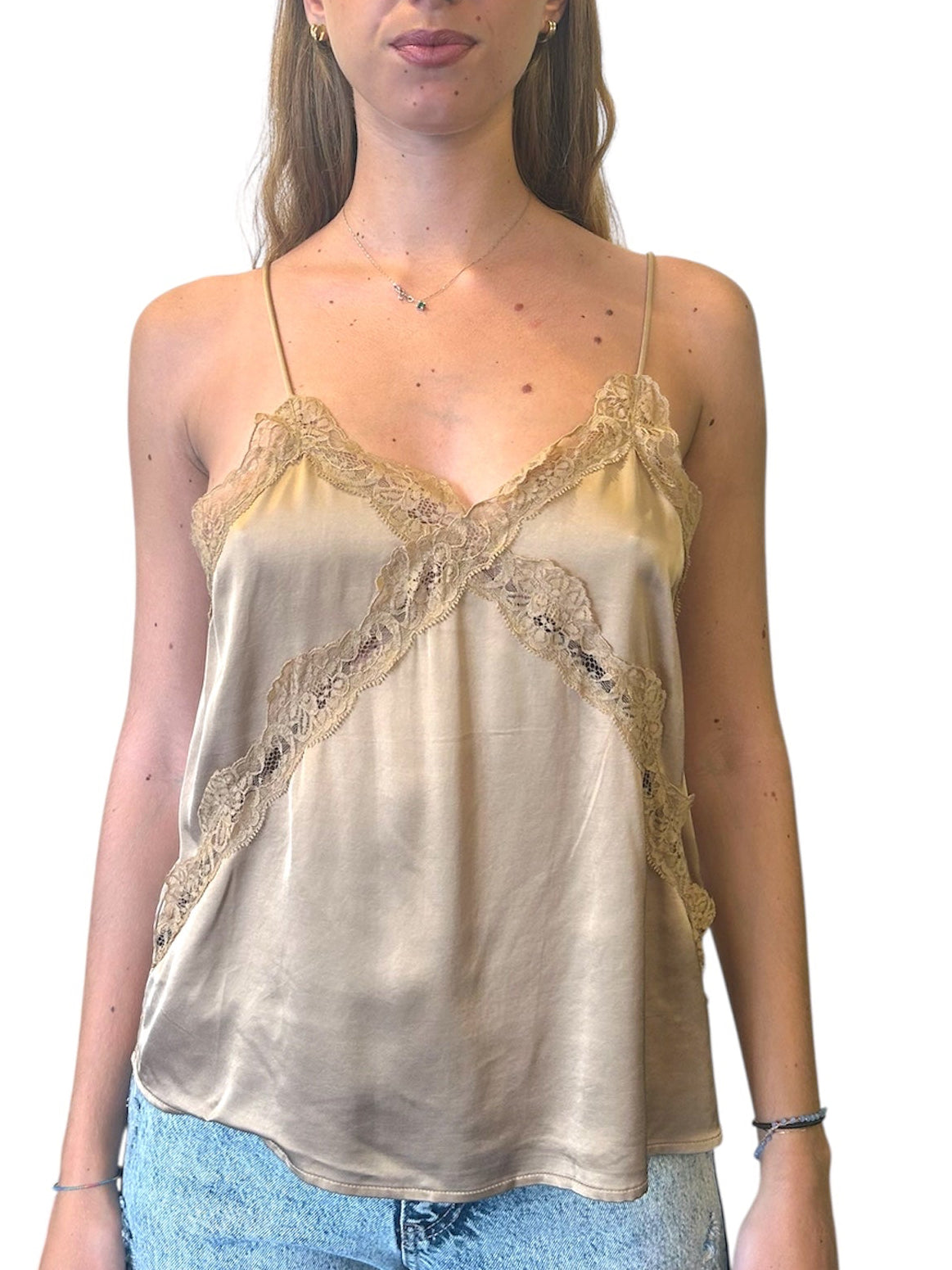 Top con spalline sottili e pizzo