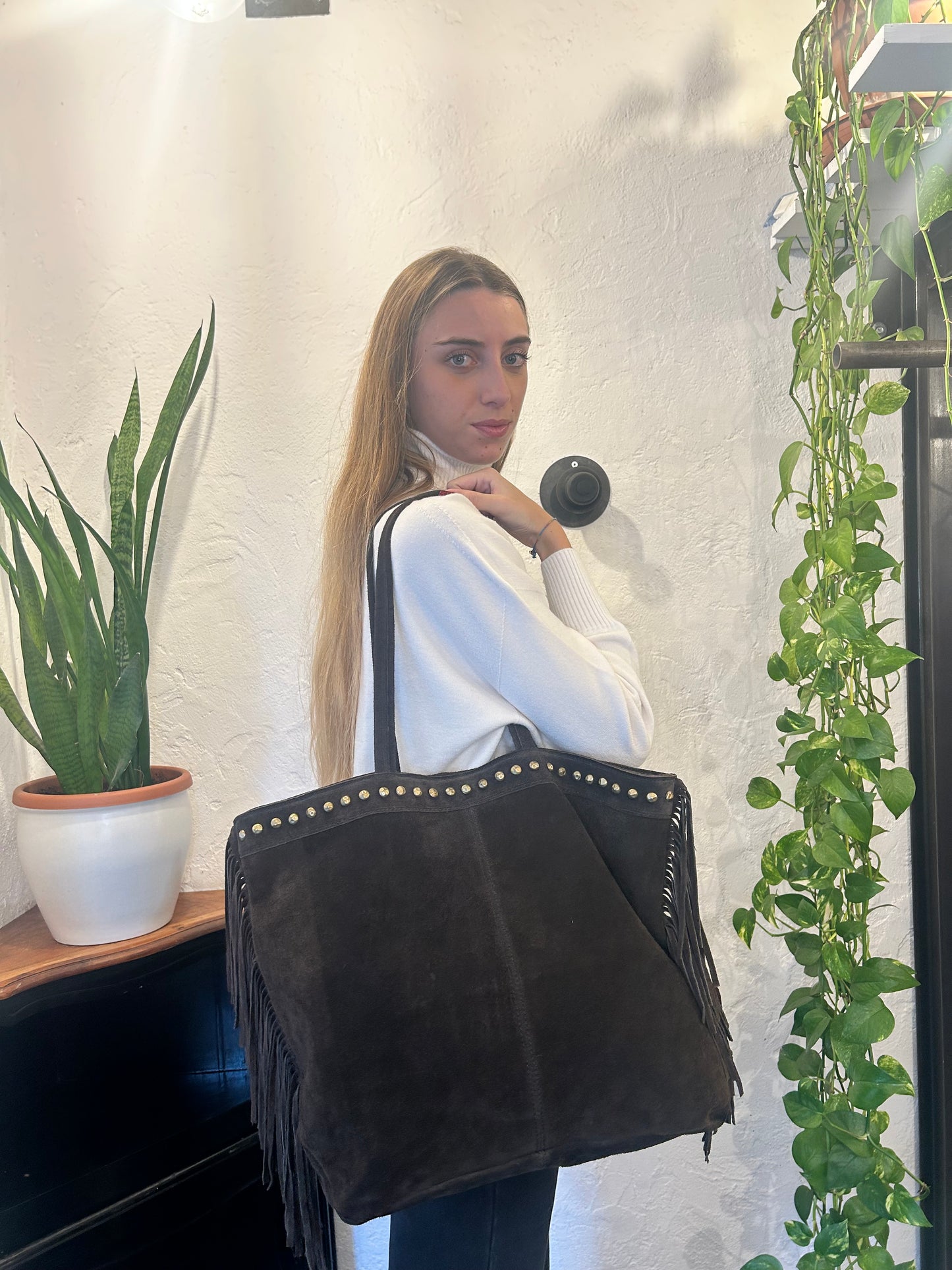 Postina in pelle scamosciata