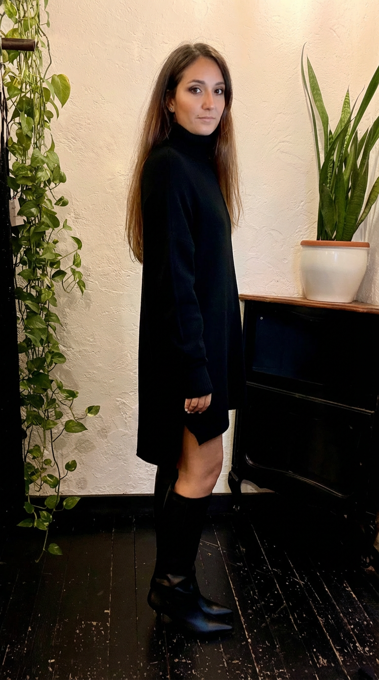 Vestito collo alto in maglia