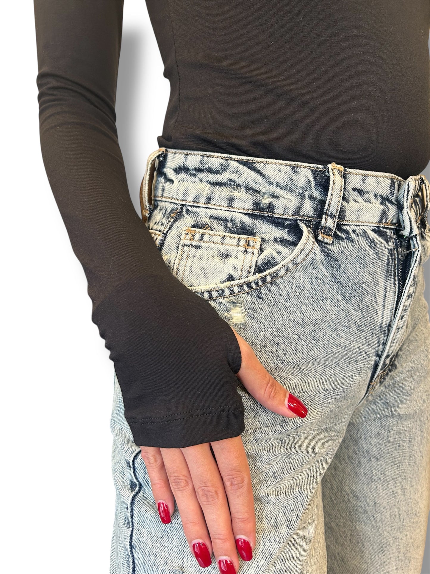 Body maniche lunghe con spalline scoperte