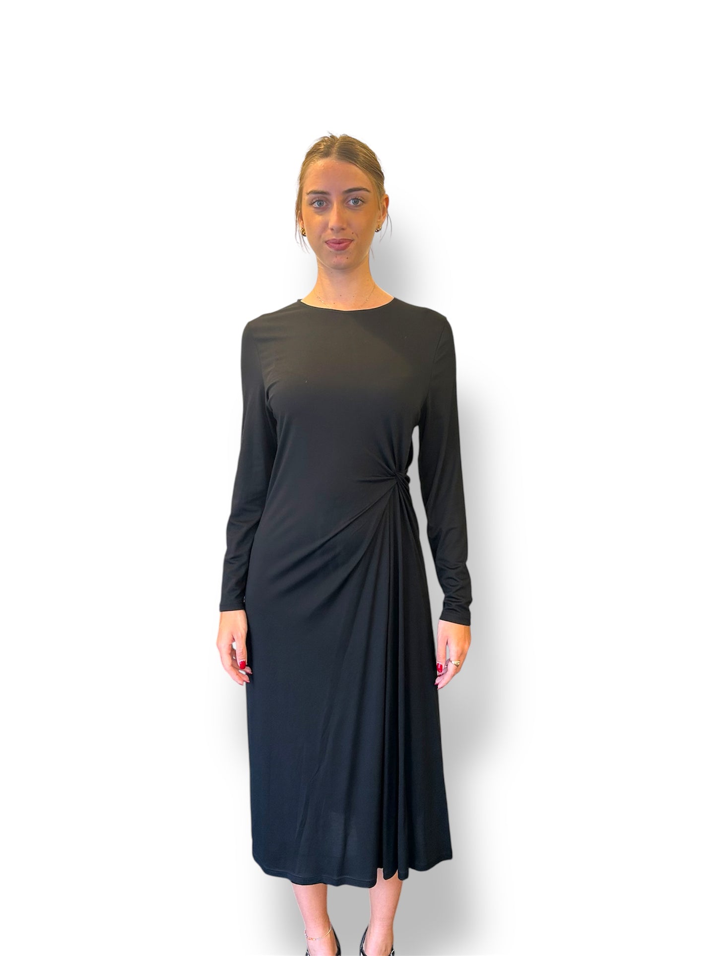 Vestito arricciato ai lati  con maniche lunghe