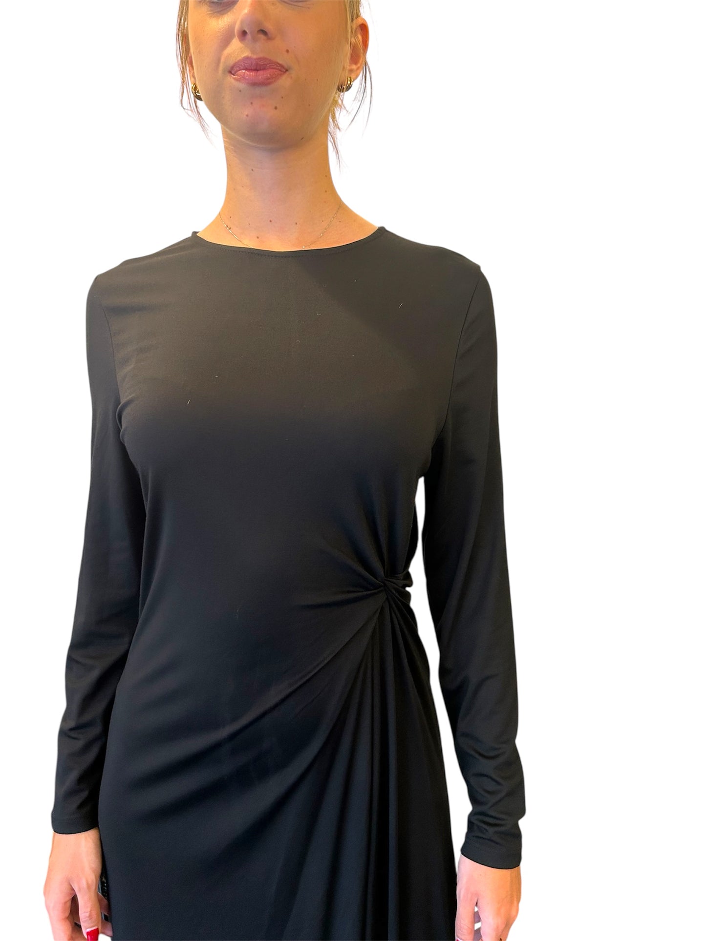 Vestito arricciato ai lati  con maniche lunghe