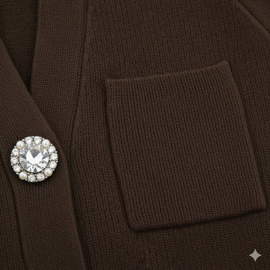 Cardigan misto cashemere con bottoni gioiello