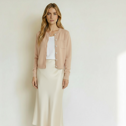 Cardigan misto cashemere con bottoni gioiello