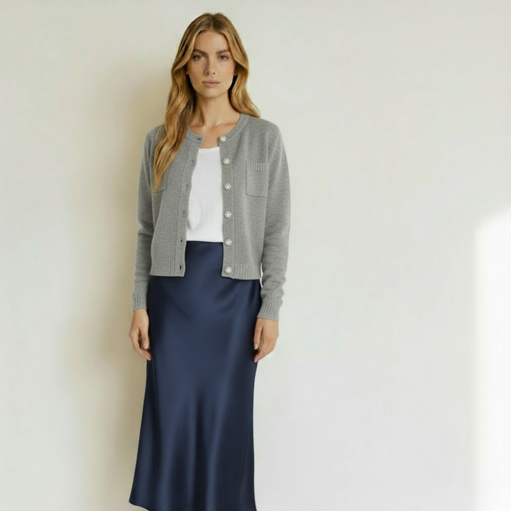 Cardigan misto cashemere con bottoni gioiello