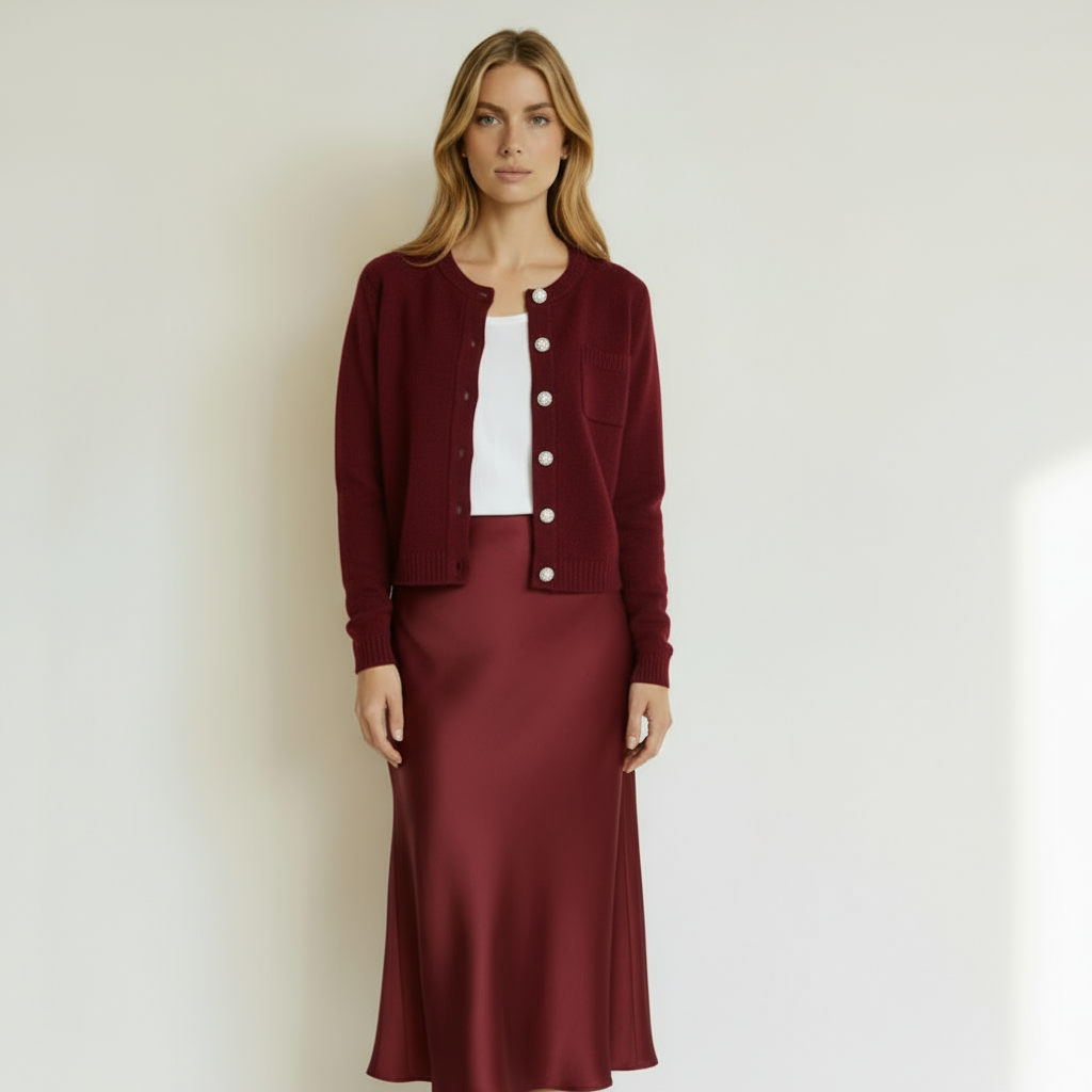 Cardigan misto cashemere con bottoni gioiello