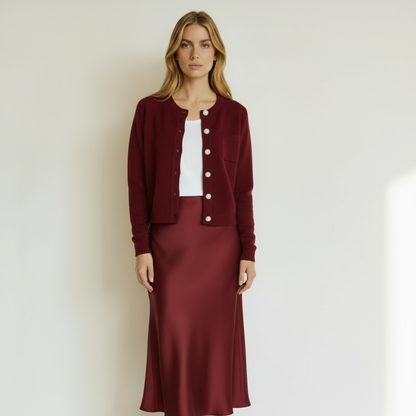 Cardigan misto cashemere con bottoni gioiello